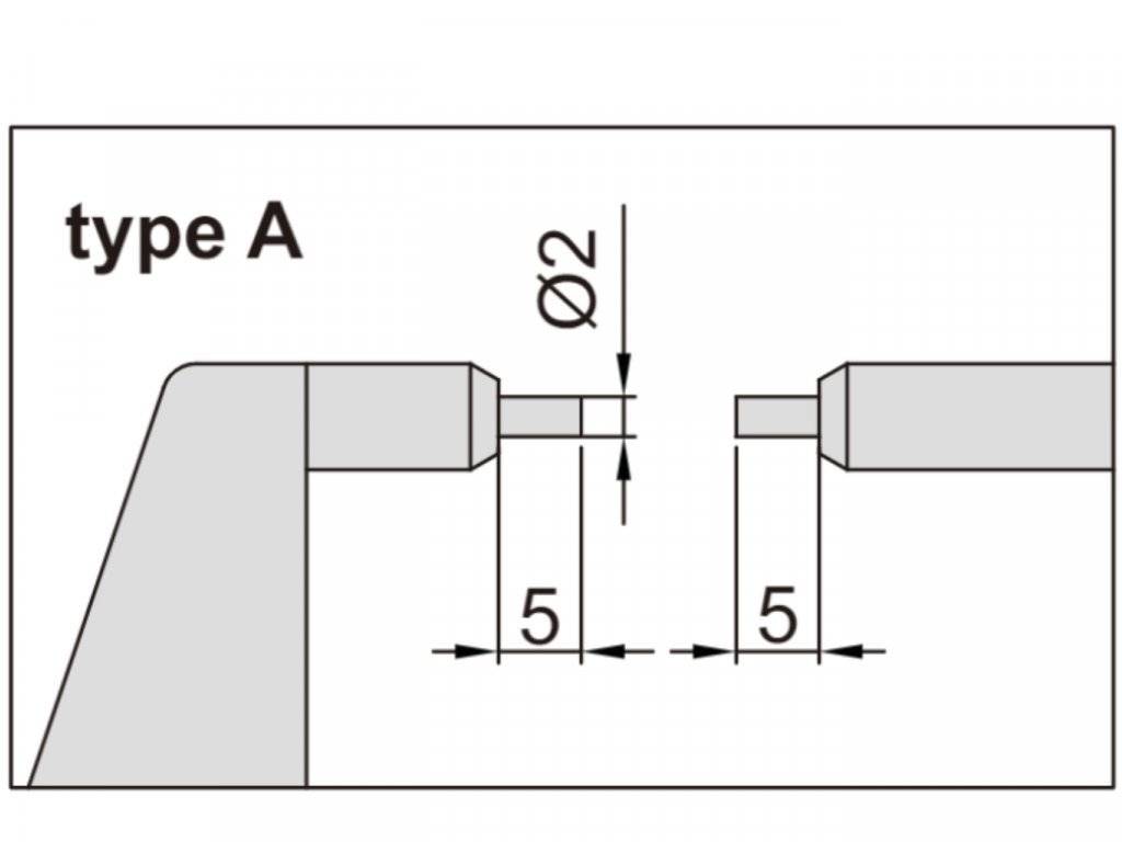 Micrometru mecanic pentru masurarea canelurilor, varf 5x2mm, 0-25mm
